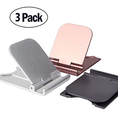 Product Cover Cell Phone Stand, 3Pack Cellphone Holder for Desk Lightweight Portable Foldable Tablet Stands Desktop Dock Cradle for iPhone Android Smartphone iPad Office Supplies Pop Accessories Gray Silver