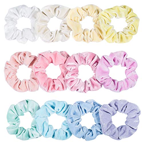 Product Cover Whaline Macaron Theme Hair Scrunchies, Big Size Ice Cream Color Winter Elastic Scrunchy Bobbles Velvet Hair Bands Soft Hair Ties Hair Accessories for VSCO Girls and Women (12 Colors)