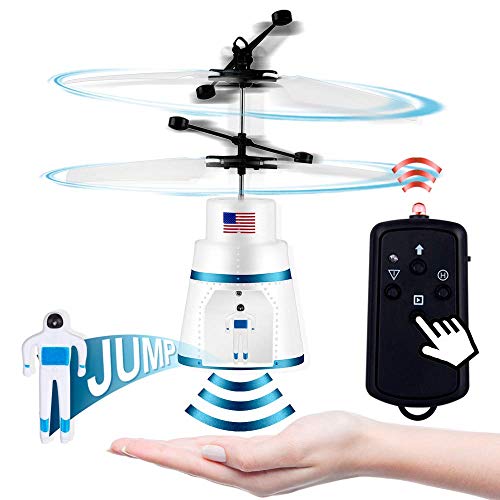 Product Cover PALA PERRA Flying Toy Mini RC Helicopter, Rechargeable Infrared Induction Flying Drone Indoor and Outdoor Games Toys, Remote Control Helicopter for Kids Parachute with Jumping Paratrooper
