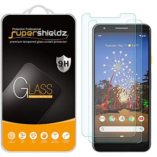 Product Cover (2 Pack) Supershieldz for Google (Pixel 3a) (Updated Version) Tempered Glass Screen Protector, 0.33mm, Anti Scratch, Bubble Free