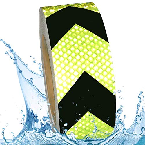 Product Cover Pure Ponta High Visibility Black and Yellow Reflective Arrow Hazard Tape | 82 feet x 2 Inches High Intensity Waterproof Retroreflective Tape | Chevron Reflector Tape Roll