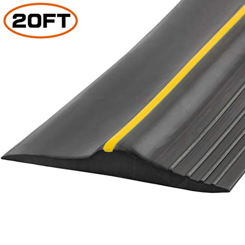 Product Cover Universal Garage Door Bottom Threshold Seal Strip,Weatherproof Rubber DIY Weather Stripping Replacement, Not Include Sealant/Adhesive (20Ft, Black)