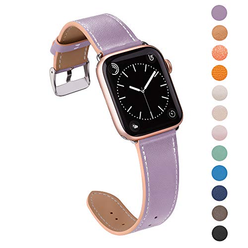 Product Cover Marge Plus Compatible with Apple Watch Band 38mm 40mm, Genuine Leather iWatch Strap Compatible with Apple Watch Series 5 4 (40mm) Series 3 2 1 (38mm) Sport and Edition, Lilac
