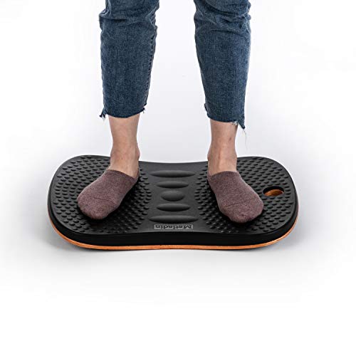 Product Cover Matladin Upgraded Premium Standing Desk Anti-Fatigue Active Wooden Wobble Balance Board, Ergonomic Floor Mats for Long Periods of Standing/Stand Up Desk/Gym/Stability/Foot Rocker Leg Exerciser