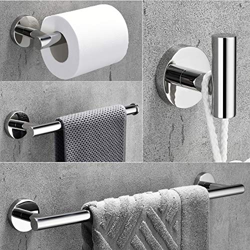 Product Cover VELIMAX 18/8 Stainless Steel 4-Piece Bathroom Hardware Set Modern Round Towel Bars Wall Mounted Bathroom Fixtures Kit, 23.6-Inch, Polished Finish