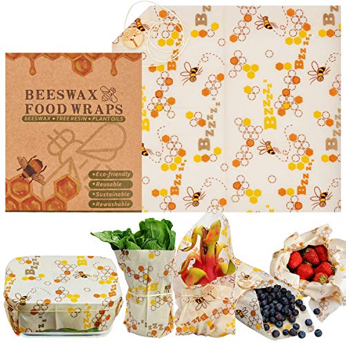 Product Cover Warmfits Beewax Wraps Reusable Organic Food Wraps Eco Friendly Biodegradable Plastic Free Zero Waste Sustainable Storage for Sandwich, Cheese, Fruit, Bread, Snacks- Odor Free- Medium 10