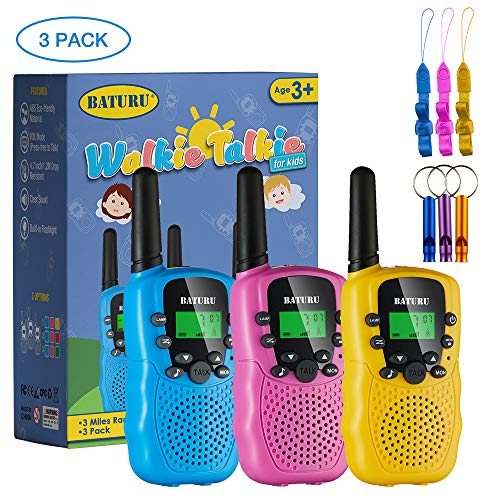 Product Cover SANJOIN Walkie Talkies for Kids, 22 Channels 2 Way Radios Walkie Talkies with Backlit LCD Flashlight, Up to 3 Mile Range Kids Walkie Talkies for Outside Adventures, Camping, Hiking - 3 Pack