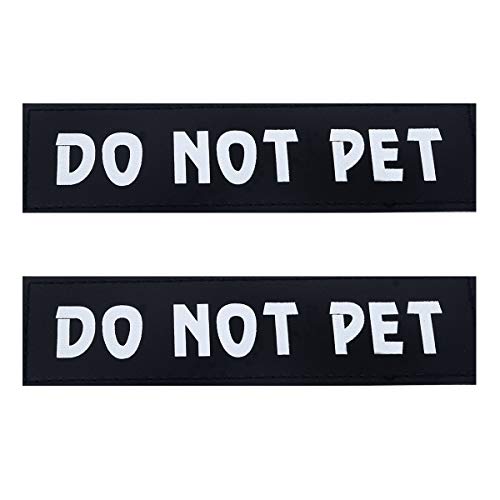 Product Cover Dog Vest Patches, Service Dog/in Training/Emotional Support/Therapy Dog/DO NOT PET PU Patches Velcro - 2 Free Removable Dog Tags for Dog Harness, Collar & Leash