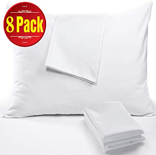 Product Cover Niagara Sleep Solution 8 Pack Pillow Protectors Cases Covers Standard 20x26 Zippered Set White Soft Brushed Microfiber Reduces Respiratory Irritation Physical Threapy Clinics Hotels (8 Pack Standard)