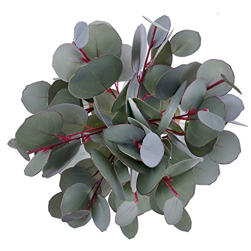 Product Cover Greentime 8 Pack Artificial Eucalyptus Round Leaf Floral Stem Faux 13 Inches Greenery Silver Dollar Eucalyptus Leaves for Bridal Wedding Bouquet Home Greenery Holiday Greens Decor