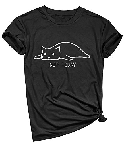 Product Cover YITAN Women Not Today Cat Cute Graphic Tee Shirts(Gift Ideas)