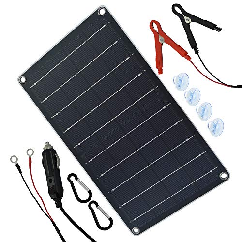 Product Cover TP-solar 10 Watt 12 Volt Solar Panel Car Battery Charger 10W 12V Portable Solar Trickle Battery Maintainer with Cigarette Lighter Plug & Alligator Clip for Car Boat Motorcycle Tractor