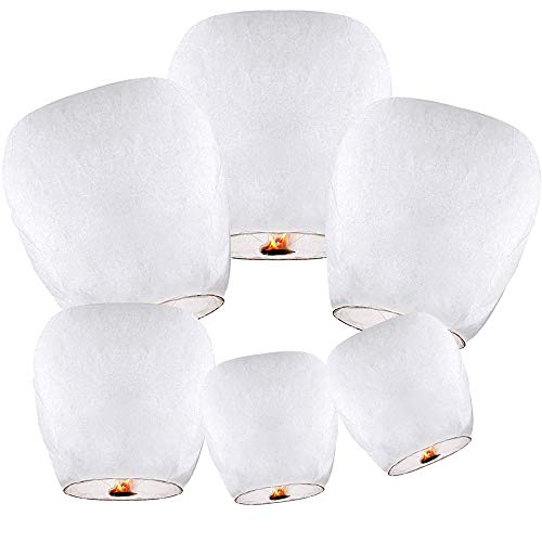 Product Cover Chinese Lanterns (10 Pack-White) ECO Friendly 100% Biodegradable - Beautiful Lantern for White for Weddings, Birthdays, Memorials and Much More by Smeiker
