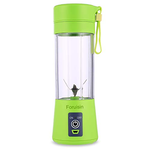 Product Cover Foruisin Portable Personal Blender, Household Juicer fruit shake Mixer -Six Blades, 380ml Baby cooking machine with USB Charger Cable (Green)