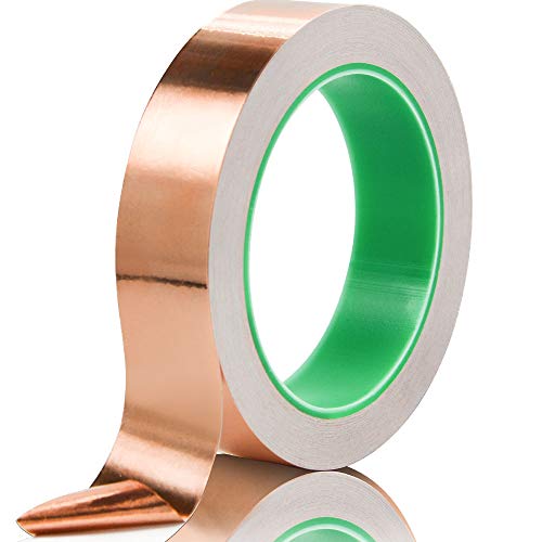 Product Cover Copper Foil Tape with Double-Sided Conductive, for Guitar, EMI Shielding, Stained Glass, Soldering, Electrical Repairs, Paper Circuits, Grounding and Crafts