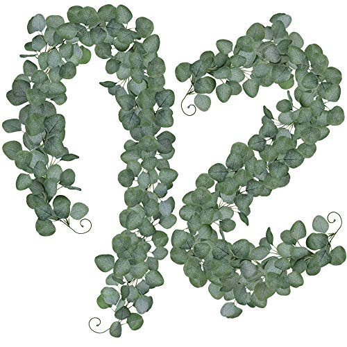 Product Cover Supla 2 Pack Eucalyptus Leave Greenery Garland Artificial Greenery Holiday Fireplace Garland Wedding Floral Garland Arch Swag Backdrop Doorways Farmhouse Jungle Greenery Garland for Indoor Outdoor