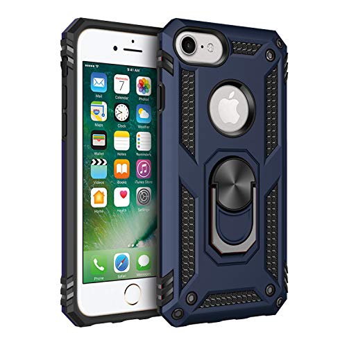 Product Cover iPhone 6 6s iPhone 7 and iPhone 8 Case, Extreme Protection Military Armor Dual Layer Protective Cover with 360 Degree Unbreakable Swivel Ring Kickstand for iPhone 6 6s and iPhone 7 8 Blue