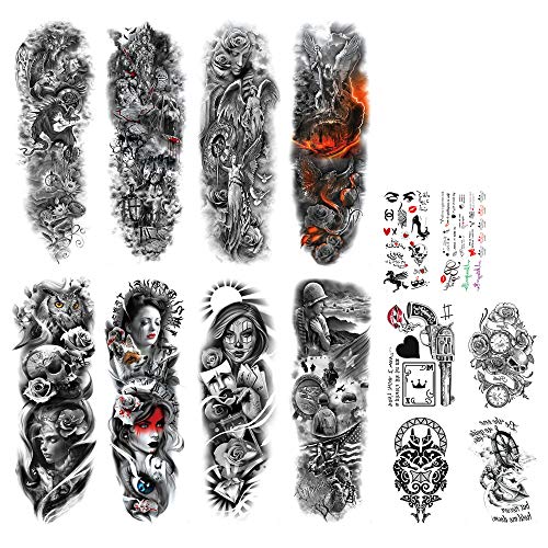 Product Cover DaLin Extra Large Full Arm Temporary Tattoos and Half Arm Tattoo Sleeves for Men Women, 14 Sheets (Collection 7)