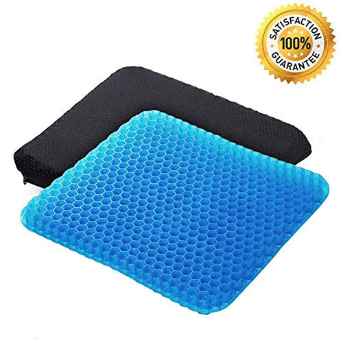 Product Cover Gel Seat Cushion,1.65inch Double Thick Egg Seat Cushion,Non-Slip Cover,Help In Relieving Back Pain & Sciatica Pain,Seat Cushion for The Car,Office,Wheelchair&Chair.Breathable Design,Durable,Portable