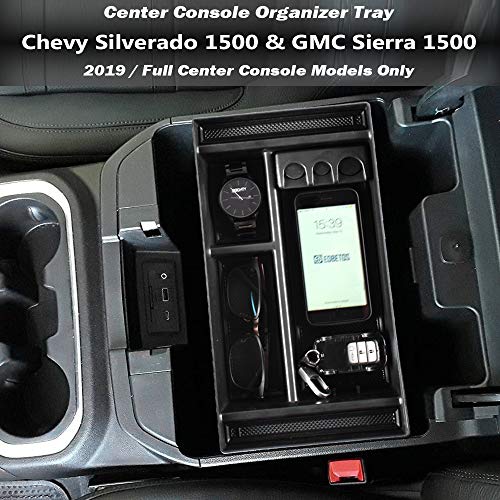 Product Cover EDBETOS Center Console Organizer Tray for 2019 Chevy Silverado 1500/GMC Sierra 1500 and 2020 Chevy Silverado/GMC Sierra 1500/2500/3500 HD Armrest Storage Secondary Box -Full Center Console Models Only