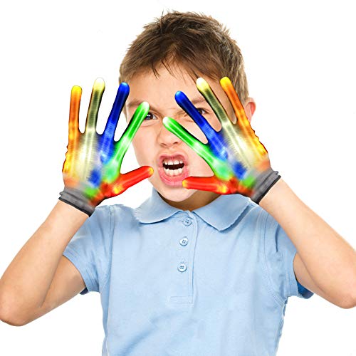 Product Cover LED Gloves for Kids, Cool Fun Toys for 4 5 6 7 8 9 10 Year Old Boys Girls, Awesome for Boys Age 4 5 6 7 8 9 10. Birthday Costumes Party Supplies for Boys Girls.