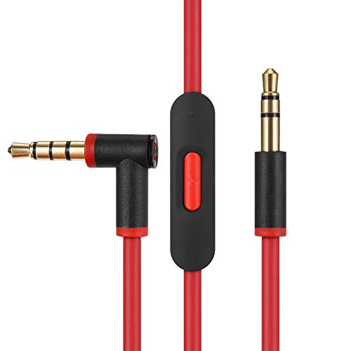 Product Cover Replacement Audio Cable Cord Wire,Compatible with Beats Headphones Studio Solo Pro Detox Wireless Mixr Executive Pill with in Line Mic and Control (Black Red)