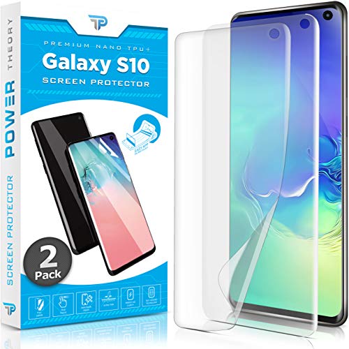 Product Cover Power Theory Samsung Galaxy S10 Screen Protector Film [2-Pack] - [Not Glass] Full Cover, Case Friendly, Flexible Anti-Scratch Film
