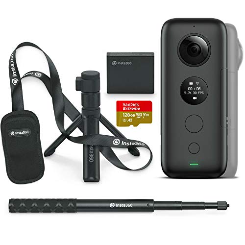 Product Cover Insta360 ONE X All-in-One Bundle: Action Video Camera + Bullet Time Handle + Invisible Selfie Stick - FlowState Stabilization, 360 Degree Action 128 GB V30 microSDXC Card Included, Authorized Dealer