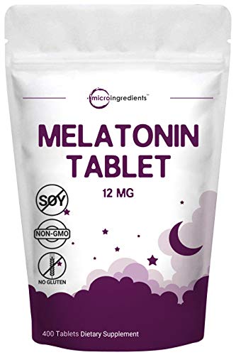 Product Cover Micro Ingredients Melatonin 12mg, 300 Tablets, Nighttime Sleep Aid for More Relaxation, Non-GMO and Vegan Friendly