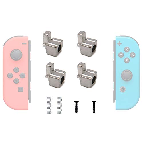 Product Cover Joy-Con Metal Buckles Replacement Parts for Nintendo Switch, BRHE Joy Con Repair Replacement Latches Left and Right Lock Buckles with Screws, Springs (4 Pack)