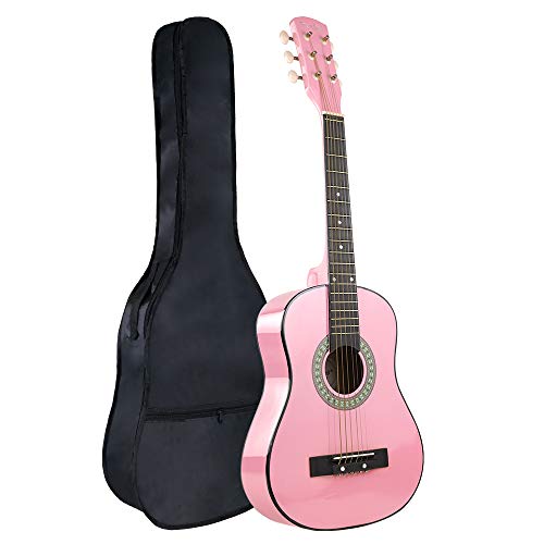 Product Cover 30 Inch Acoustic Guitar,1/2 Size Mini Guitars Instrument Beginner Kit for Kids/Beginners/Child with Gig Bag Pink