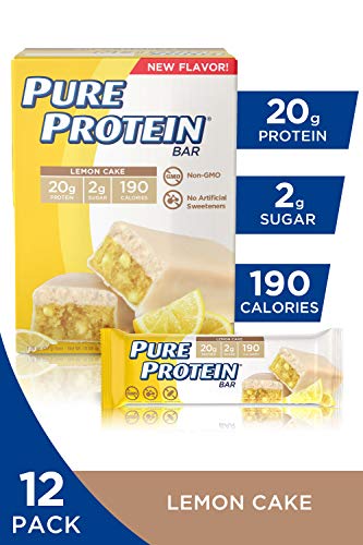 Product Cover Pure Protein Bars, High Protein, Nutritious Snacks to Support Energy, Low Sugar, Gluten Free, Lemon Cake, 1.76oz, 12 Pack
