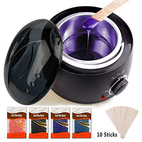 Product Cover Wax Warmer Hair Removal Home Waxing kit with 4 Flavors Stripless Hard Waxing Beans(3.5 oz), 10packs Waxing Strips Sticks for Women/Men