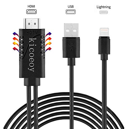 Product Cover Compatible with iPhone iPad to HDMI Adapter Cable, Mareion 6.6ft Digital AV Cord, HDMI Connector Support 1080P HDTV Compatible with iPhone XS/XS Max/XR/X/8/7/6/Plus/5 iPad iPod to TV Projector Monitor