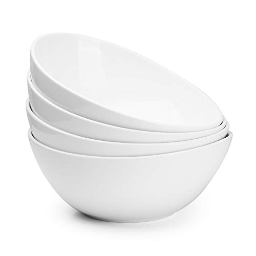 Product Cover Sweese 104.101 Porcelain Bowls - 42 Ounce for Cereal, Salad and Popcorn - Set of 4, White