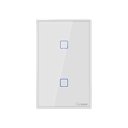 Product Cover Sonoff TX T2 Smart Light Switch Wi-Fi Wall Switch, Compatible with Alexa and Google Home, Fit for US&CA Wall Switches, Remote Control with Timing Function, No Hub Needed (2 Gang)