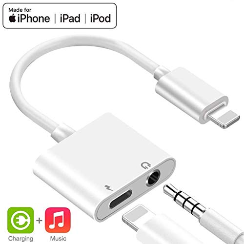 Product Cover for iPhone 3.5mm Headphone Jack Adapter for iPhone 8 Adapter 3.5mm Aux Jack Earphone Splitter Adapter Charger Cable for iPhone7/7Plus/X/Xs/XSmax Earphone Audio for iPhone Dongle Support iOS 12 System