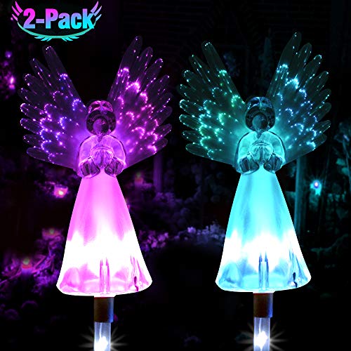Product Cover GoLine Solar Garden Stake Lights, Solar Angel for Cemetery Grave Yard Patio Decoration,Solar Angel Light Outdoor,Memorial Gifts Remembrance Gifts,Optic Fiber Wings,2 Pack.