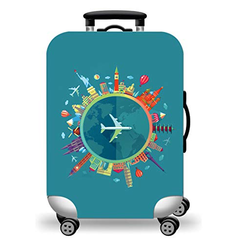 Product Cover WUJIAONIAO Travel Luggage Cover Spandex Suitcase Protector Washable Baggage Covers (M (for 22-24 inch luggage), Go Travel)
