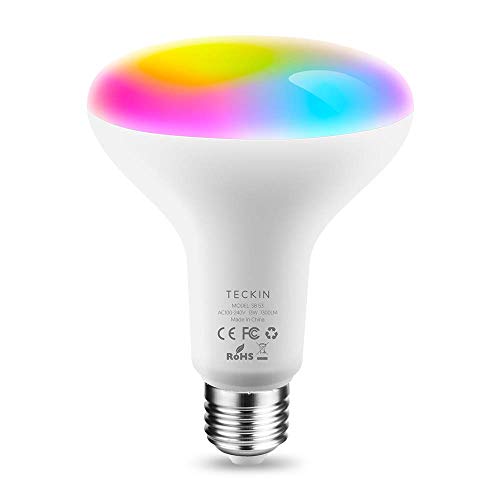 Product Cover TECKIN Smart Light Bulb,LED RGB Color Changing,E27 100W 1300LM Equivalent Compatible with Alexa and Google Home,IFTTT,2900K-6000K BR30 WiFi Light Blubs(13W),1 Pack