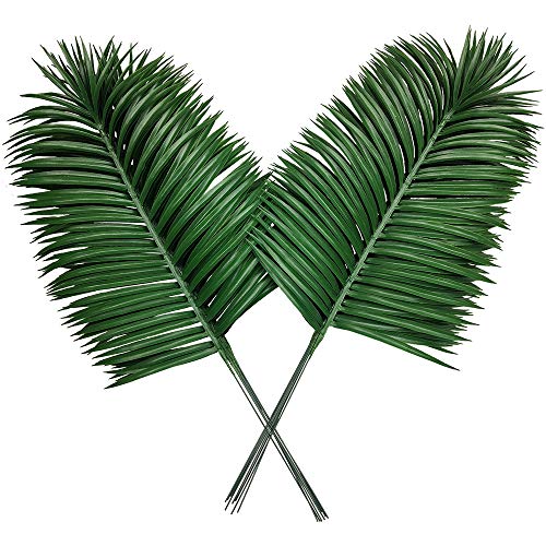Product Cover AOTOMOT 15PCS Artificial Palm Plants Leaves Green Imitation Faux Fake Tropical Large Tree Leaf for Home Kitchen Party Flowers Arrangement Wedding Decorations