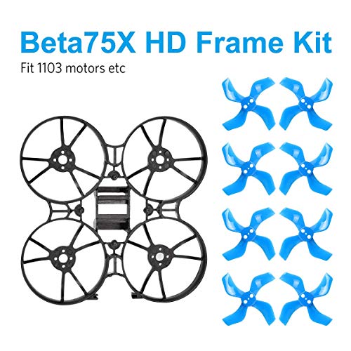 Product Cover BETAFPV Beta75X 3S Whoop Frame Kit Black with 2 Sets 40mm 4-Blade Props 1.5mm Shaft Blue for 110X Motor 75mm 3S Whoop Drone Like Beta75X FPV Whoop Drone