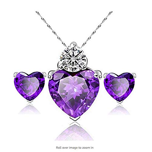 Product Cover Potelin Premium Quality Wome's Elegant Necklace Earrings Lady Jewellery Crystal Pendant for Girls Decoration Purple