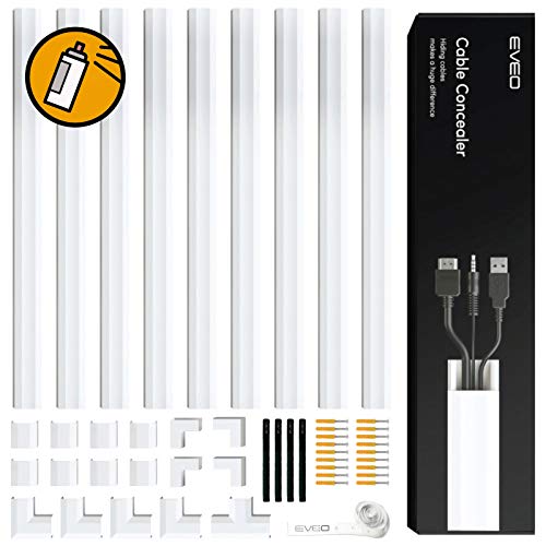 Product Cover Cord Cover - Cable Concealer On Wall Raceway - Cable Management Kit Including Connectors & Adhesive Strips (Connected to Raceway). Great as a Cord Cover for Wall Mounted TV.