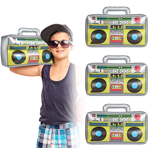 Product Cover Inflatable Boombox 16.5 Inches Inflatable Boom Box 80s 90s Party Decorations for Rappers Hip Hop B-Boys Costume Accessory Party Supplies (5 Packs) (3 Packs)
