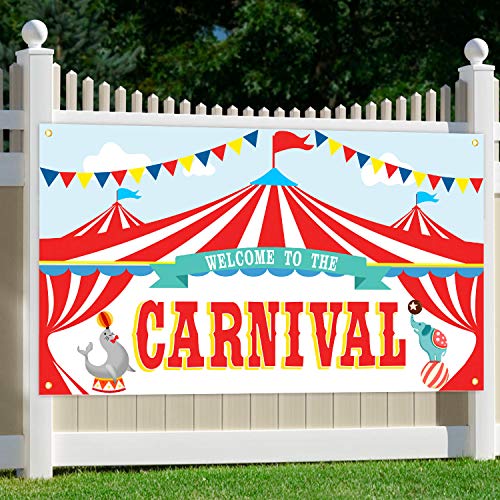 Product Cover ORIENTAL CHERRY Carnival Party Supplies - Circus Decorations - Carnival Theme Large Backdrop Banner Sign for Kids Birthday School Outdoor Home Wall Decor