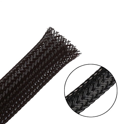 Product Cover 50ft - 1/4 inch & 1/2 inch PET Expandable Braided Sleeving - Black - Alex Tech braided cable sleeve