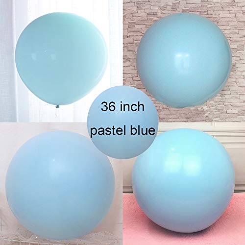 Product Cover tomandken 36 inch Pastel Balloons for Parties 5 pcs Macaron Latex Balloons for Birthday Wedding Engagement Anniversary Christmas Festival Picnic or Any Friends & Family Party Decorations-Pastel Blue