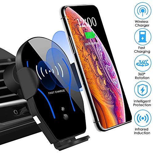 Product Cover Wireless Car Charger Mount Auto-Clamping Air Vent Car Phone Holder 7.5W Fast Charging Compatible with iPhone 11 Pro Max/XS Max/XS/XR/8 Plus 10W for Samsung Galaxy S10/S9/S8 & Other Qi Smartphone