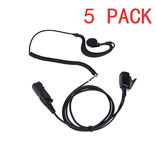 Product Cover Trido Earpiece with Mic PTT G Shape Headset for Motorola XPR3300e XPR3500e XPR3500 XPR3000 XPR3300 Two Way Radio Walkie Talkie (5 Pack)
